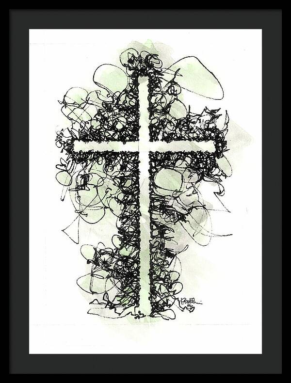 Chaos Order Cross 06 - Joyful Green - Framed Print