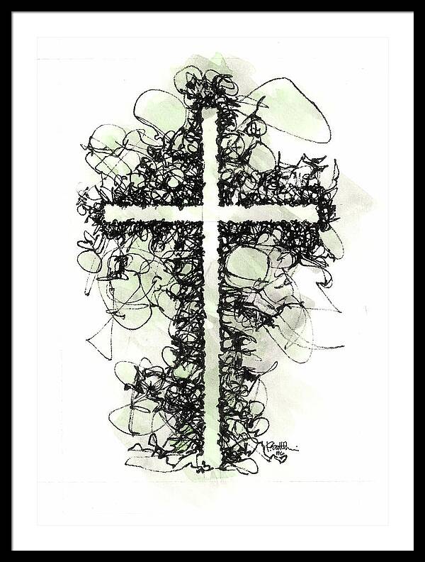 Chaos Order Cross 06 - Joyful Green - Framed Print