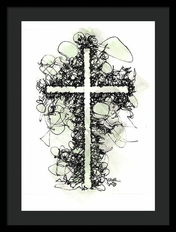 Chaos Order Cross 06 - Joyful Green - Framed Print