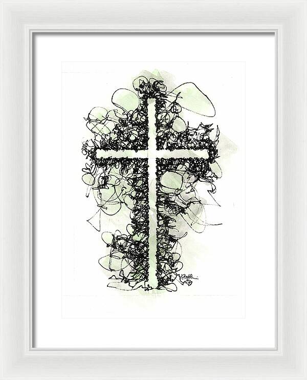 Chaos Order Cross 06 - Joyful Green - Framed Print
