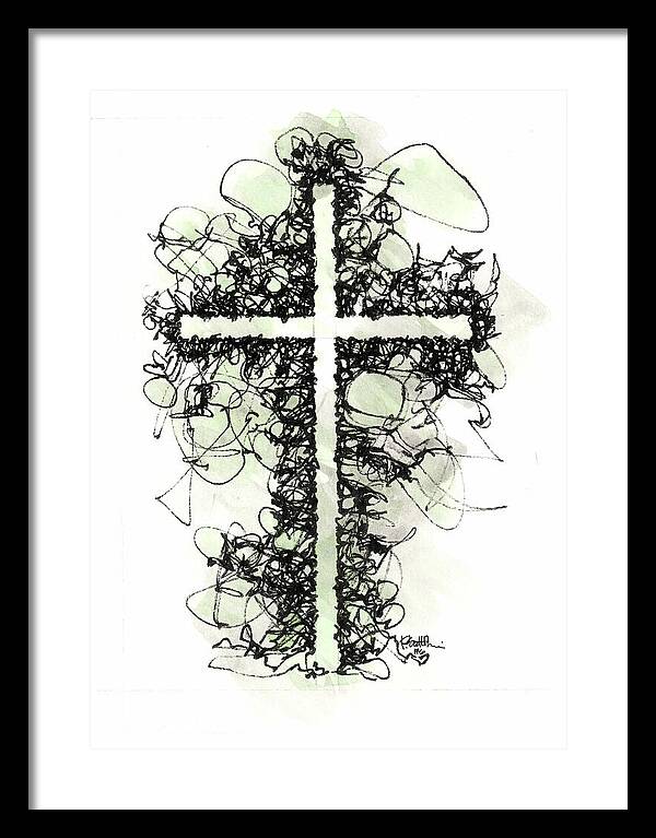 Chaos Order Cross 06 - Joyful Green - Framed Print