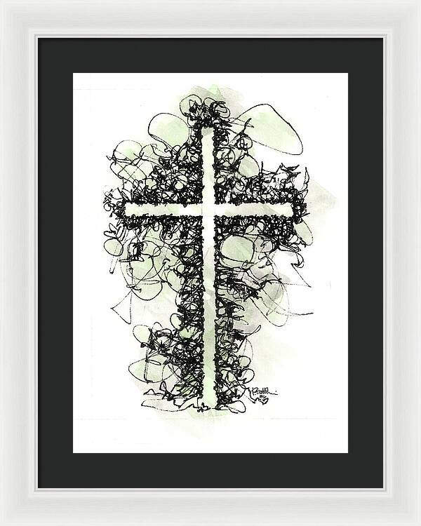 Chaos Order Cross 06 - Joyful Green - Framed Print