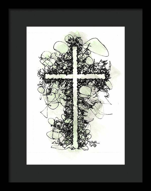 Chaos Order Cross 06 - Joyful Green - Framed Print