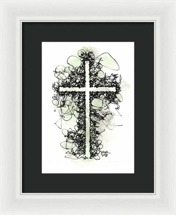 Chaos Order Cross 06 - Joyful Green - Framed Print