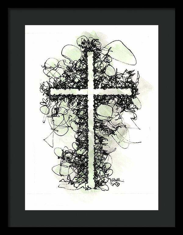Chaos Order Cross 06 - Joyful Green - Framed Print