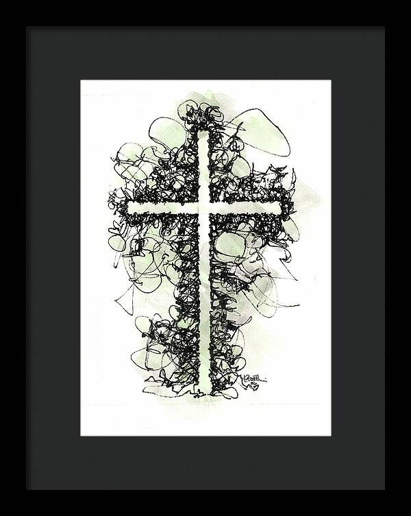 Chaos Order Cross 06 - Joyful Green - Framed Print