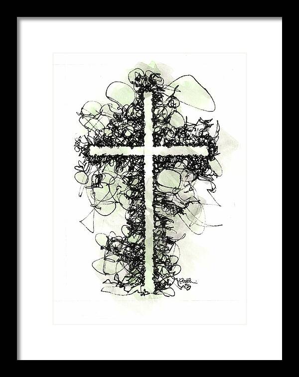 Chaos Order Cross 06 - Joyful Green - Framed Print