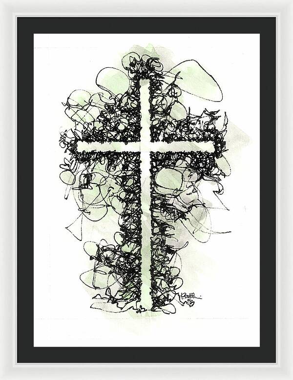 Chaos Order Cross 06 - Joyful Green - Framed Print