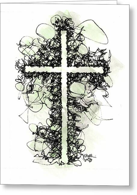 Chaos Order Cross 06 - Joyful Green - Greeting Card
