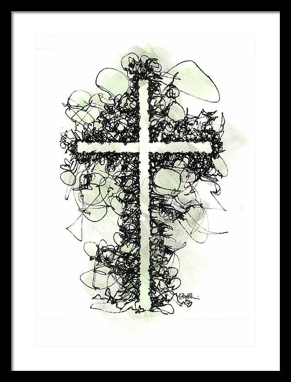 Chaos Order Cross 06 - Joyful Green - Framed Print