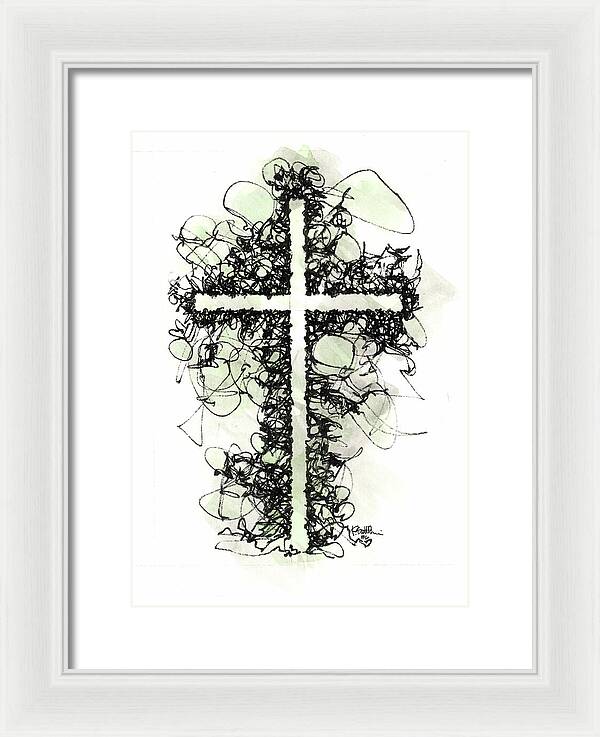 Chaos Order Cross 06 - Joyful Green - Framed Print