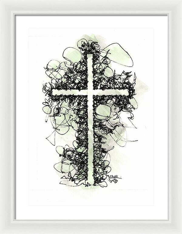 Chaos Order Cross 06 - Joyful Green - Framed Print
