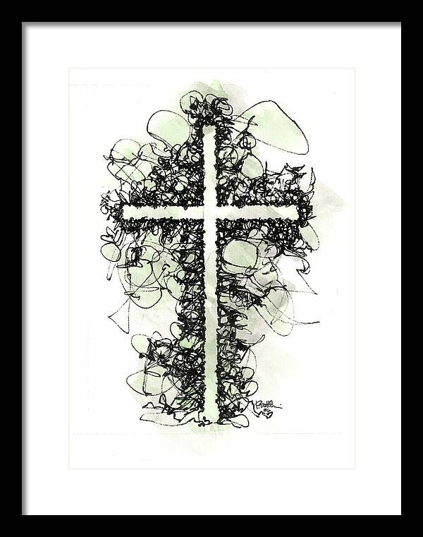 Chaos Order Cross 06 - Joyful Green - Framed Print