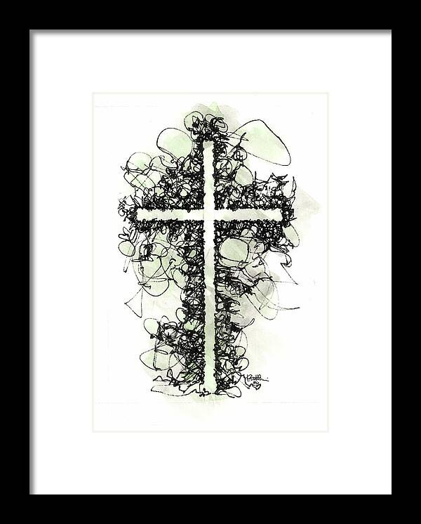 Chaos Order Cross 06 - Joyful Green - Framed Print
