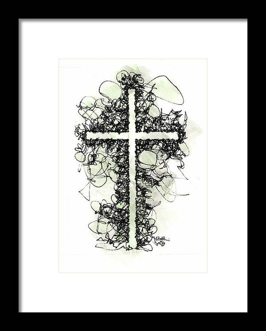 Chaos Order Cross 06 - Joyful Green - Framed Print