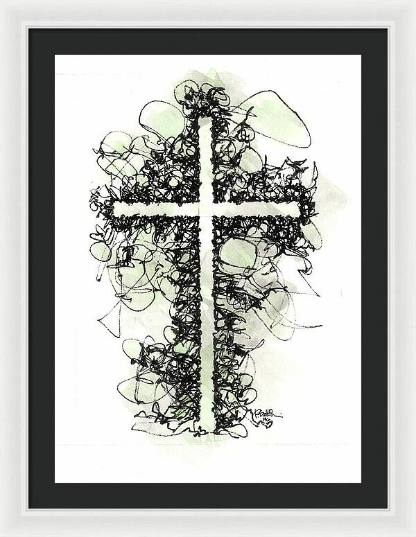 Chaos Order Cross 06 - Joyful Green - Framed Print