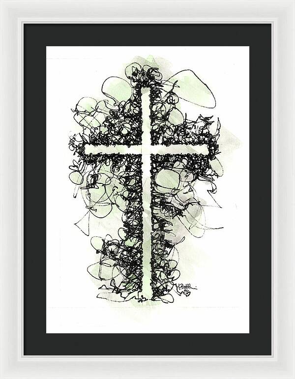 Chaos Order Cross 06 - Joyful Green - Framed Print
