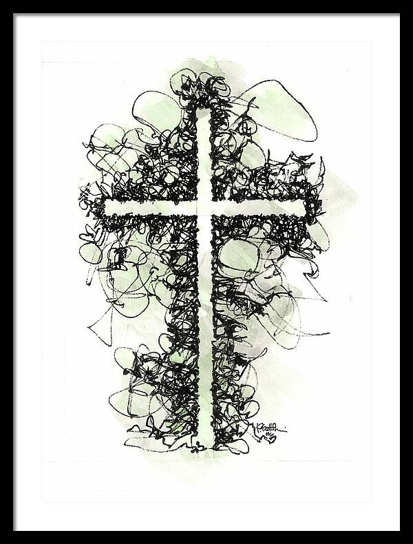 Chaos Order Cross 06 - Joyful Green - Framed Print