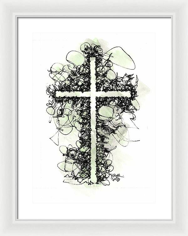 Chaos Order Cross 06 - Joyful Green - Framed Print