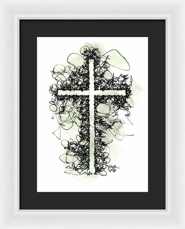 Chaos Order Cross 06 - Joyful Green - Framed Print