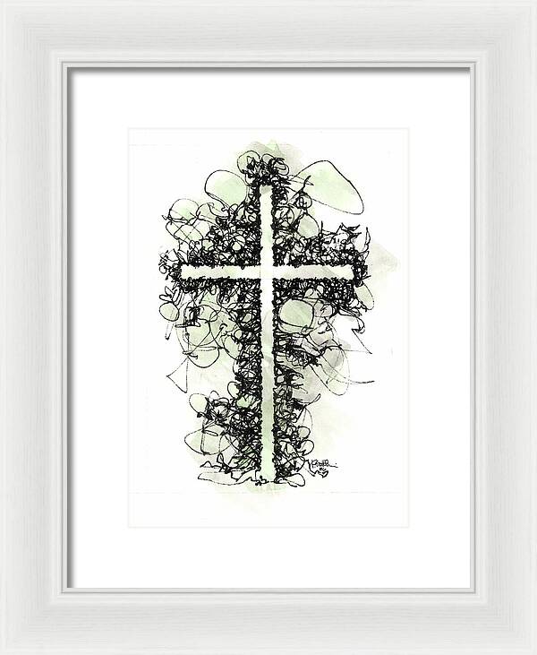 Chaos Order Cross 06 - Joyful Green - Framed Print