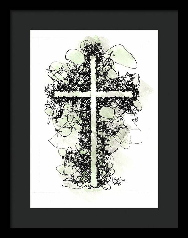 Chaos Order Cross 06 - Joyful Green - Framed Print