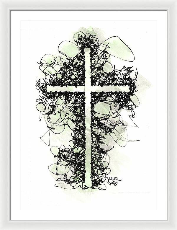 Chaos Order Cross 06 - Joyful Green - Framed Print