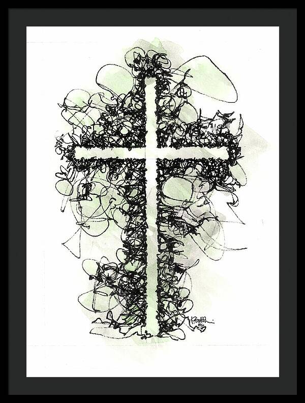 Chaos Order Cross 06 - Joyful Green - Framed Print