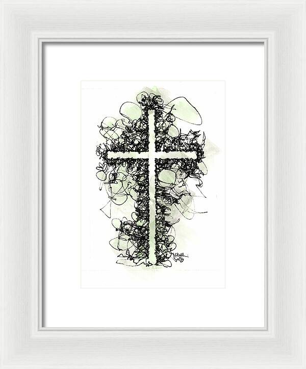 Chaos Order Cross 06 - Joyful Green - Framed Print