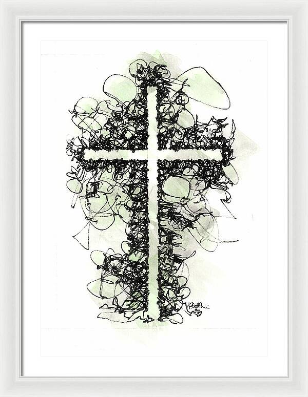 Chaos Order Cross 06 - Joyful Green - Framed Print