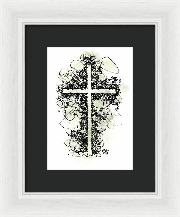 Chaos Order Cross 06 - Joyful Green - Framed Print