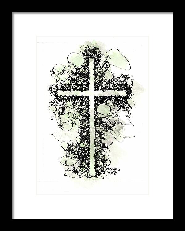Chaos Order Cross 06 - Joyful Green - Framed Print