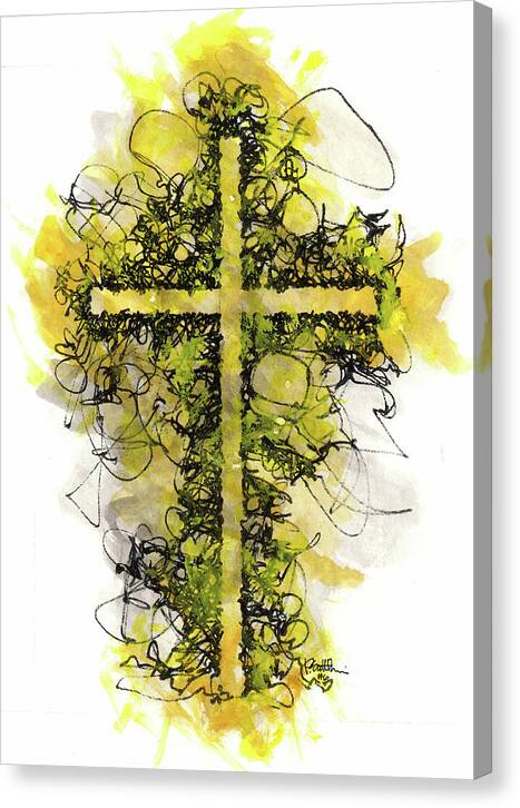 Chaos Order Cross 06 - Luminous Yellow - Canvas Print