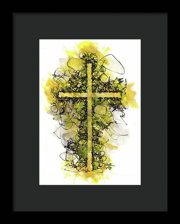 Chaos Order Cross 06 - Luminous Yellow - Framed Print