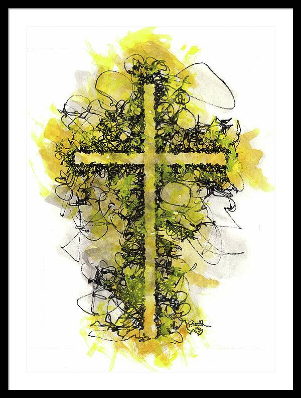 Chaos Order Cross 06 - Luminous Yellow - Framed Print