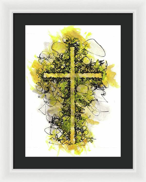 Chaos Order Cross 06 - Luminous Yellow - Framed Print