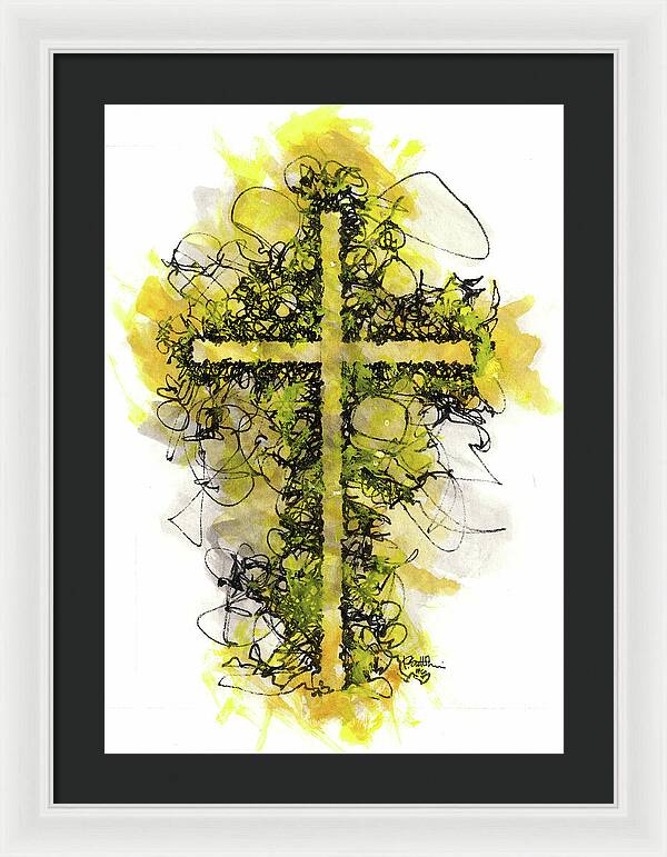 Chaos Order Cross 06 - Luminous Yellow - Framed Print