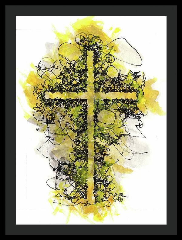 Chaos Order Cross 06 - Luminous Yellow - Framed Print