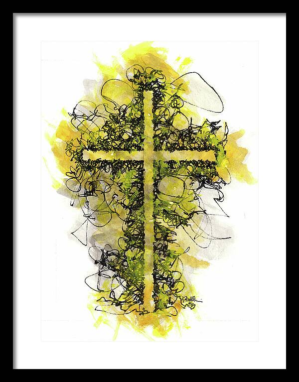 Chaos Order Cross 06 - Luminous Yellow - Framed Print