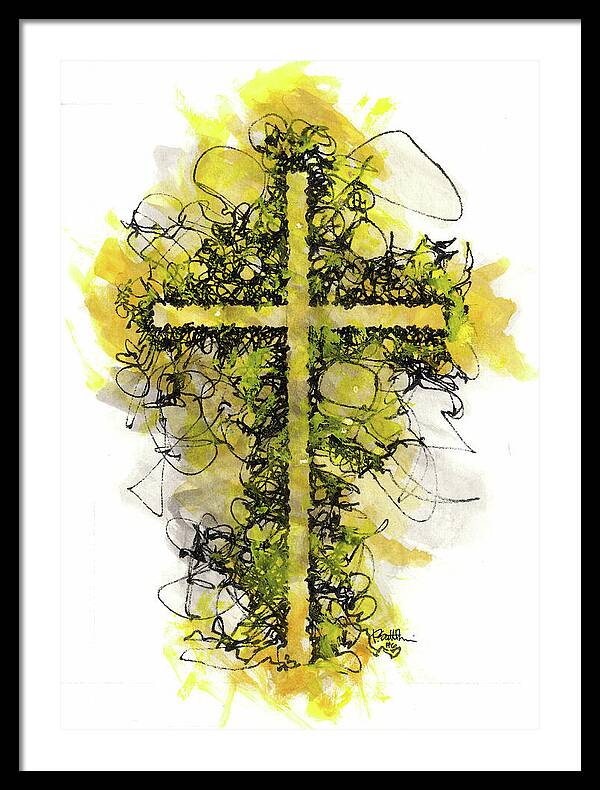 Chaos Order Cross 06 - Luminous Yellow - Framed Print