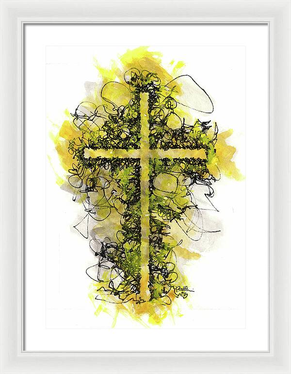 Chaos Order Cross 06 - Luminous Yellow - Framed Print
