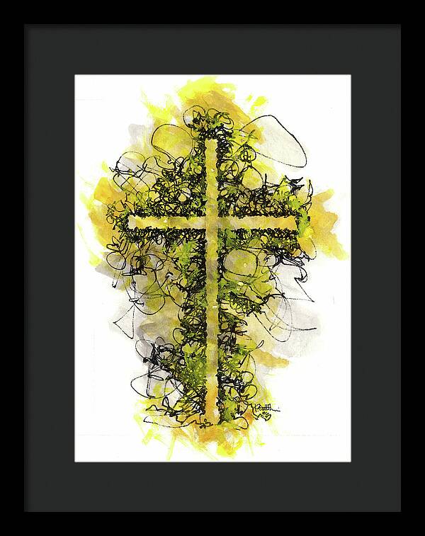 Chaos Order Cross 06 - Luminous Yellow - Framed Print