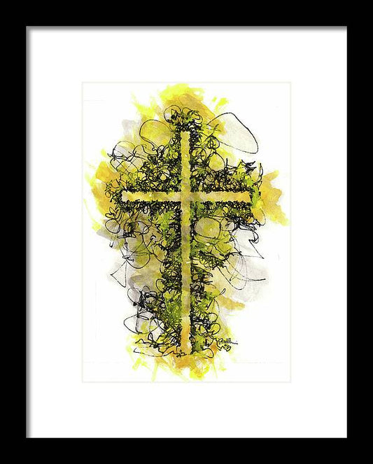 Chaos Order Cross 06 - Luminous Yellow - Framed Print