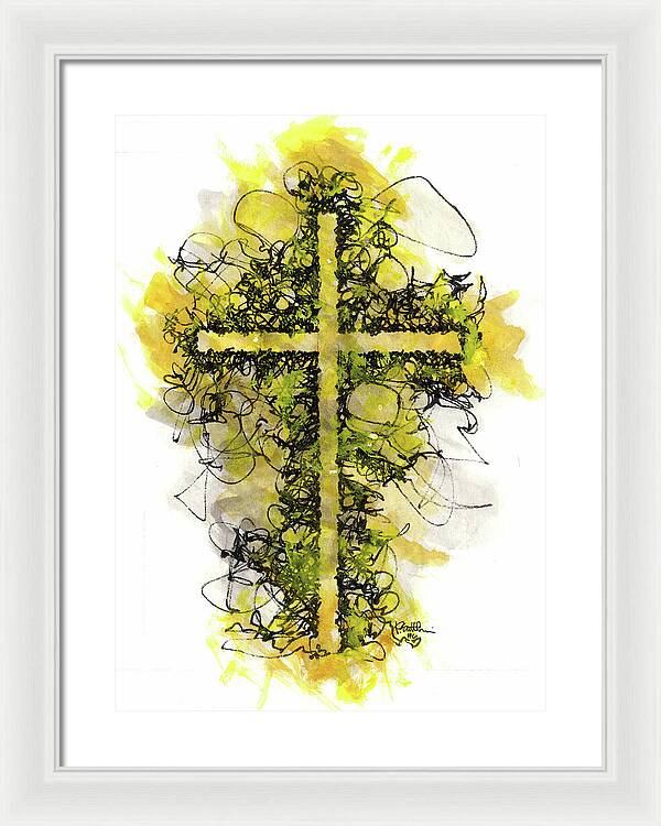 Chaos Order Cross 06 - Luminous Yellow - Framed Print