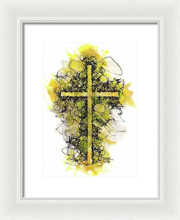 Chaos Order Cross 06 - Luminous Yellow - Framed Print