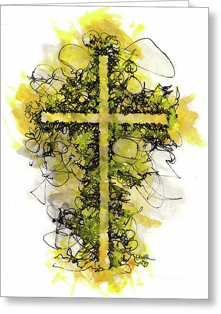 Chaos Order Cross 06 - Luminous Yellow - Greeting Card