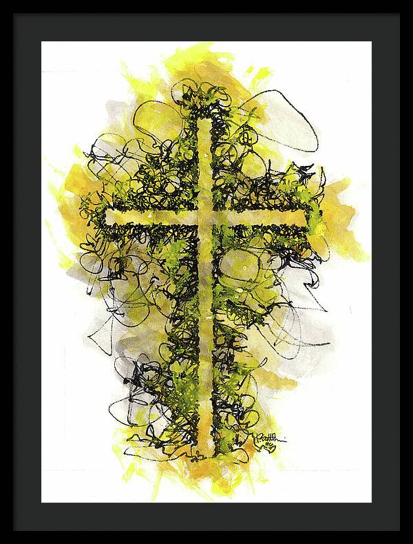 Chaos Order Cross 06 - Luminous Yellow - Framed Print