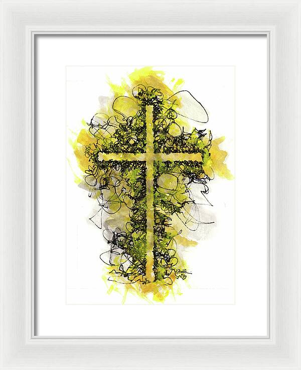 Chaos Order Cross 06 - Luminous Yellow - Framed Print