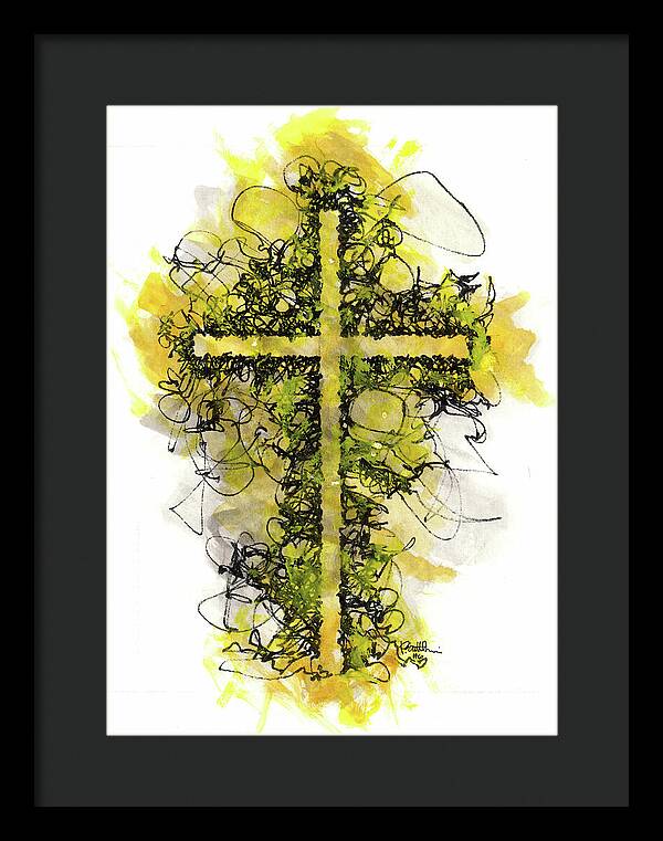 Chaos Order Cross 06 - Luminous Yellow - Framed Print