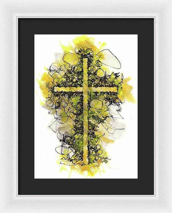 Chaos Order Cross 06 - Luminous Yellow - Framed Print